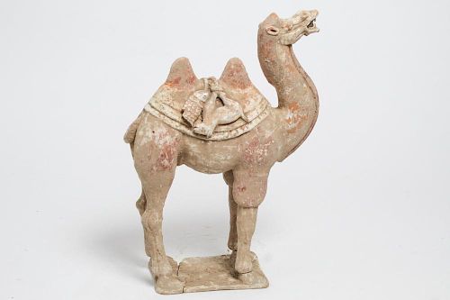 Chinese Archaic Earthenware Camel, Tomb Figure
