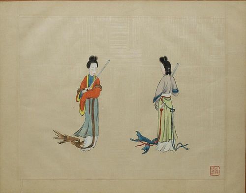 Chinese Watercolor Painting on Silk