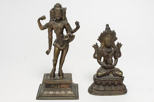 Southeast Asian Bronze Hindu Deities, 2 Figures
