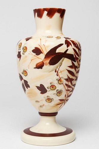 Victorian Hand-Painted Milk Glass Vase