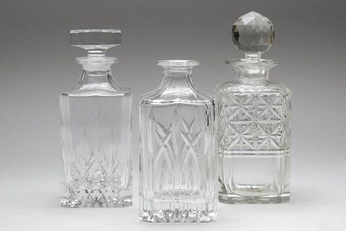 Cut Crystal Decanters, Vintage, Group of 3