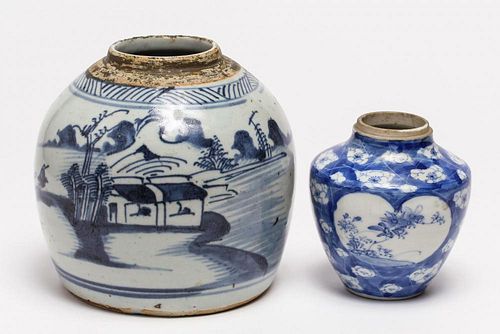 Japanese Porcelain Vases, 2 Blue & White