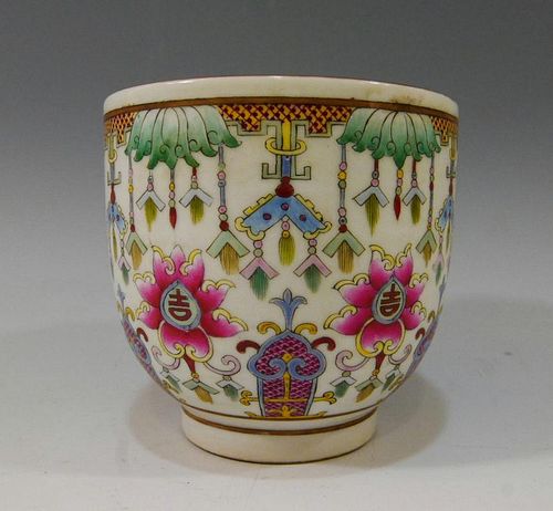 CHINESE ANTIQUE IMPERIAL FAMILLE ROSE PORCELAIN CUP - GUANGXU