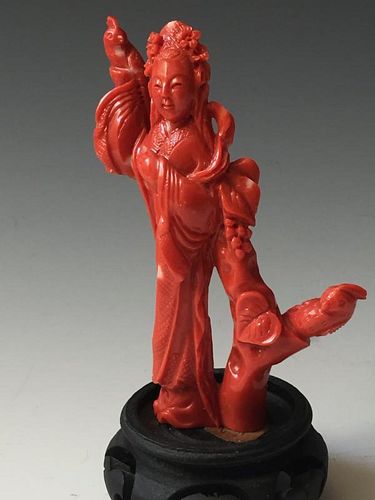A FINE CHINESE ANTIQUE COROL FIGURE