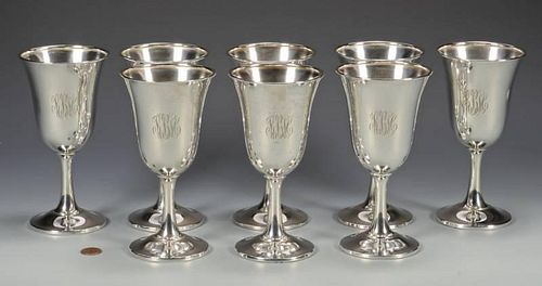 8 Wallace Sterling Silver Water Goblets