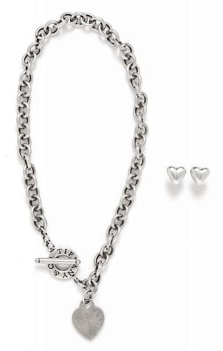 A Collection of Sterling Silver Heart Motif Jewelry, Tiffany & Co., 47.80 dwts.