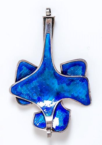 A Mid-Century Modern Sterling Silver and Enamel Pendant, Bj-rn Sigurd -stern for David Andersen, 25.70 dwts.