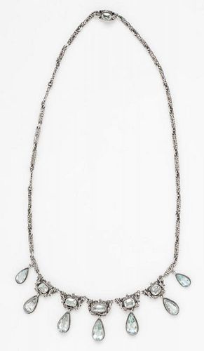 A Renaissance Revival Silver and Aquamarine Fringe Necklace, Austro-Hungarian,