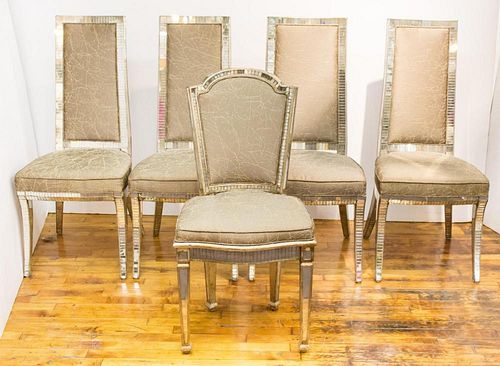 Hollywood Regency Mirrored Dining Chairs, Set of 4