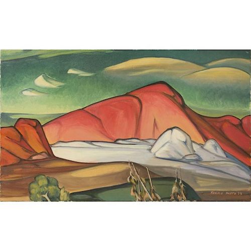 Tarmo Pasto (American, 1906-1986) Painting, "Red and White Mountain"