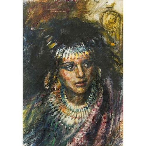 Jerald Silva (Sacramento, b. 1936) Watercolor "Aida"