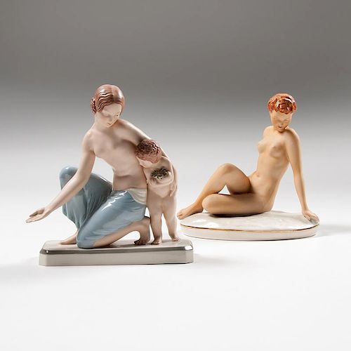 Royal Dux Nude Figures, Lot of Two