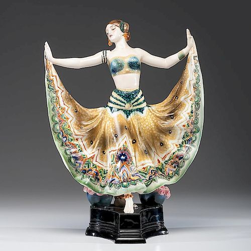 Albert Dominique Rosé (French, 1861-1952) for Goldscheider Porcelain Exotic Dancer