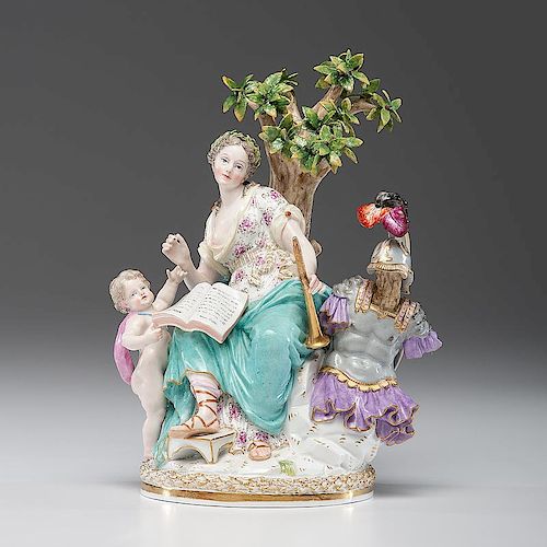 Meissen Porcelain Figural Group with a Goddess