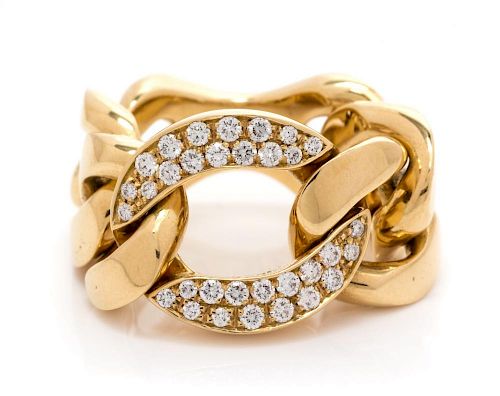 An 18 Karat Yellow Gold and Diamond "Gourmette" Ring, Roberto Coin, 12.60 dwts.