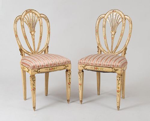 Pair of Edwardian Style Painted Side Chairs