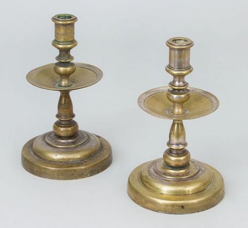 Pair of Dutch Colonial Style Brass Candlesticks