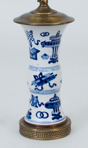 Chinese Porcelain Gu-Form Vase, Mounted as a Lamp