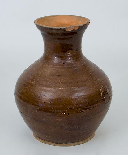 Han-Type Brown Glazed Pottery Baluster-Form Jar
