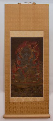 Chinese Scroll: Daiitoku Myoo (Wisdom King of Awe-Inspiring Power)