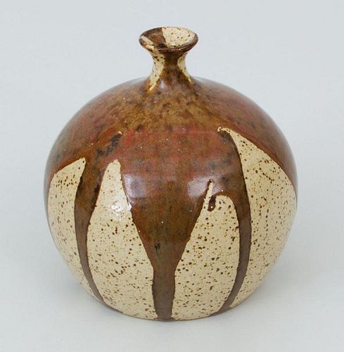 Globular Brown Splashed Glaze Pottery Vase