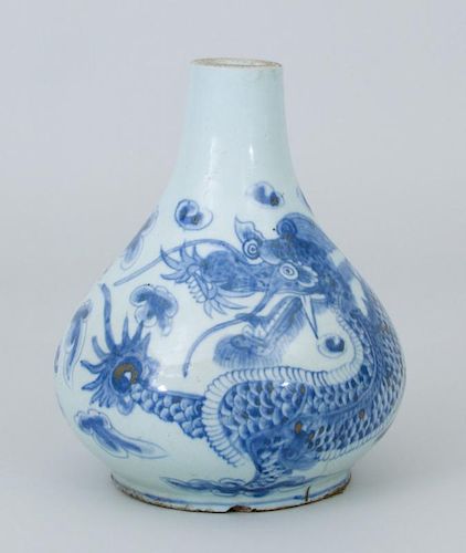 Korean Blue and White Porcelain Pear-Form Dragon Vase
