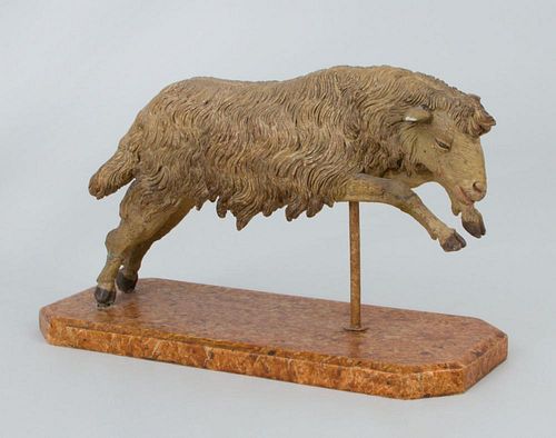 Italian Painted Wood Creche Model of a Sheep