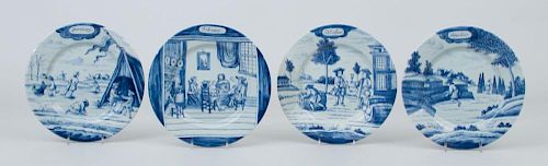 Set of Four Dutch Delft Month Plates, Retailed by the Metropolitan Museum of Art