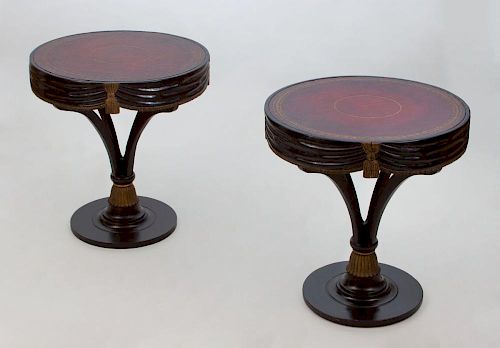 Pair of Red and Black Lacquered and Parcel-Gilt Tables