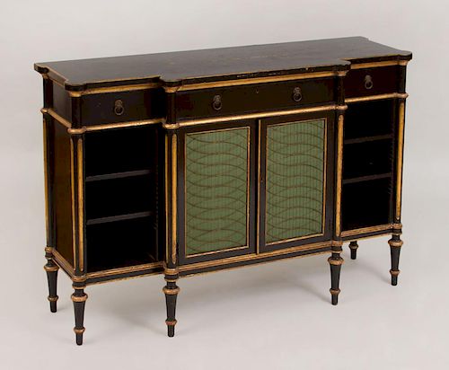Regency Style Black and Gilt-Painted Cabinet