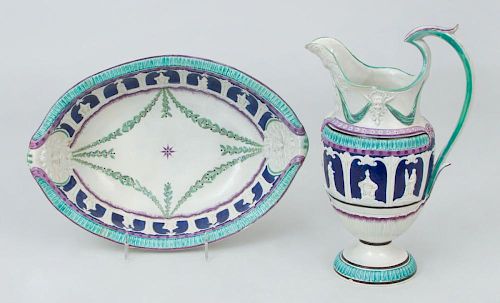 English Pearlware Basin and Pitcher