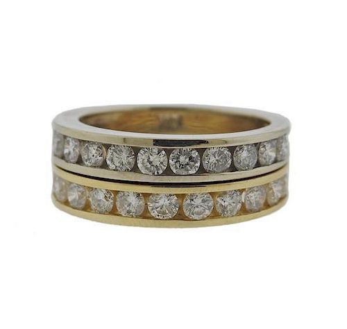 14k Gold Diamond Half Band Ring Set of 2