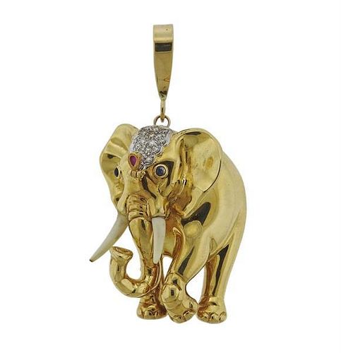 Milano Piero 18k Gold Diamond Elephant Pendant
