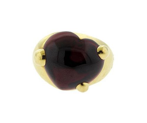 Pomellato Heart Garnet 18k Gold Ring