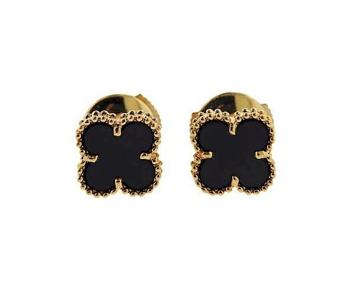 Van Cleef &amp; Arpels Sweet Alhambra 18K Gold Onyx Earrings