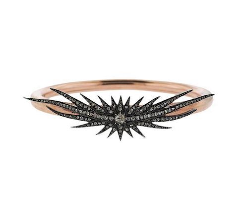 Annina Vogel 9K Gold Diamond Bangle Bracelet
