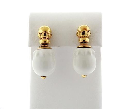18k Gold White Ceramic Earrings