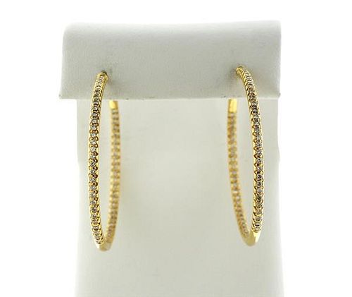 Mondera 18k Gold Diamond Inside Out Hoop Earrings