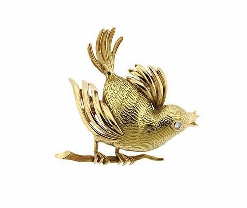 Chaumet 18k Gold Diamond Bird Brooch Pin