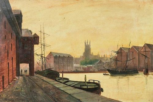 Attributed to John Atkinson Grimshaw (1836-1893) "Gloucester Dock