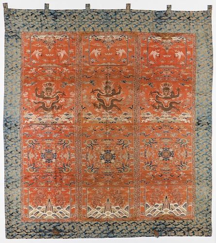 Antique Chinese Silk Dragon Tapestry