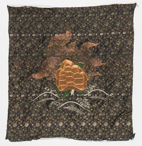 Chinese Silk Brocade Dragon Embroidery w/Gold Thread