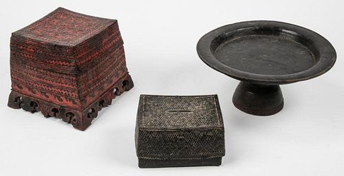 Three 19th C. Burmese/ThaiВ Lacquerware