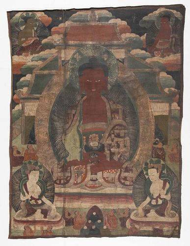 Large Old Buddhist Thangka