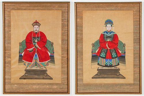 Pair of Chinese Ancestor Paintings