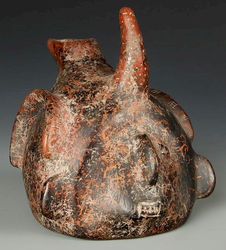 Pre-Columbian Colima Shaman Head Vessel, 200 BCE to 200 CE