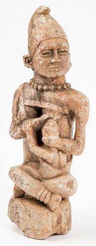 Rare Kongo Ntadi Memorial/Maternity Figure in Stone, Congo