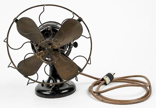 Antique Westinghouse Cast Iron Fan with Brass Blades