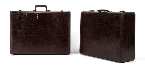 2 Vintage Samsonite Alligator Style Suitcases