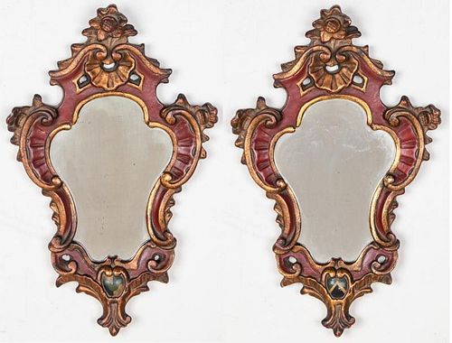 Pair of Carved Wood Mirrors